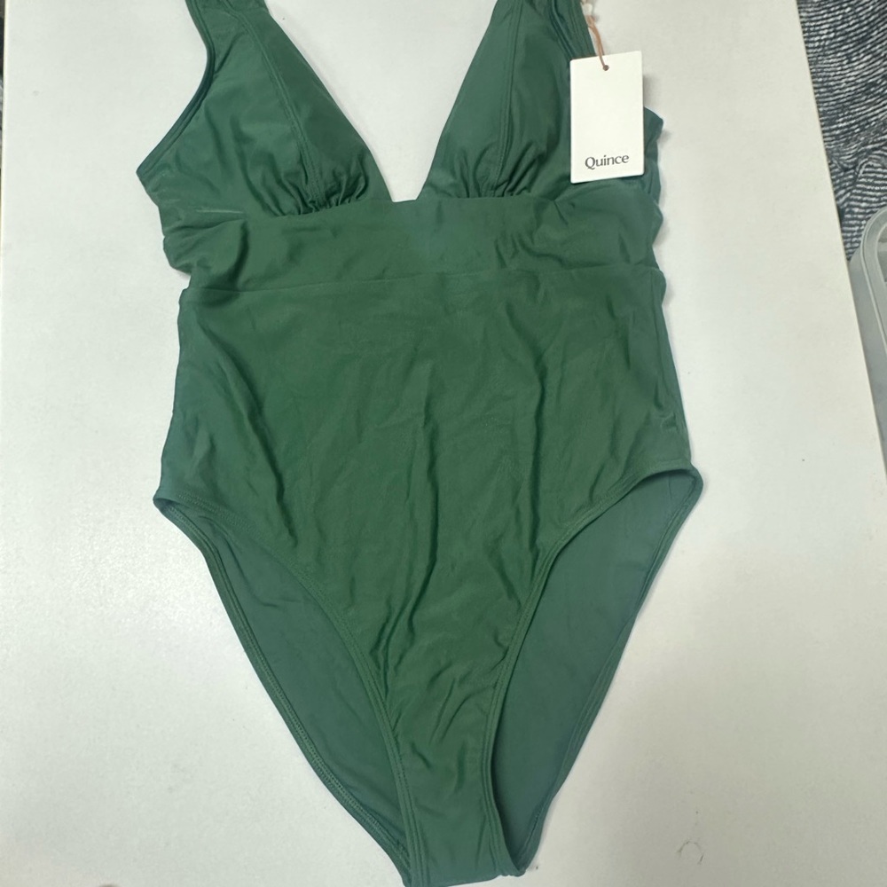 Quince Deep Green Women's One Piece Swimsuit - Picture 2 of 2